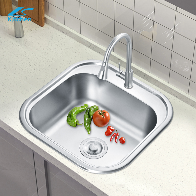 LS-4848F 201/304 Hindi kinakalawang na asero Single Kitchen Sink Brushed Sa Itaas ng Counter Sink Lababo ng Gulay