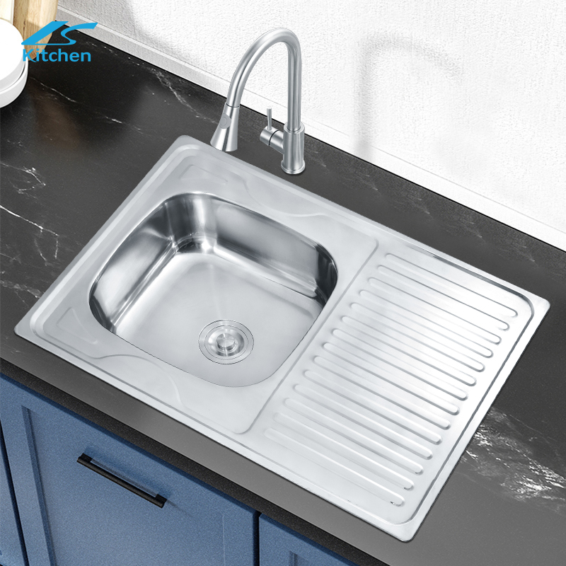 K-8344 i-customize ang kapal, detalye, kulay, logo ng package na double dish na disenyo na may drainboard sink