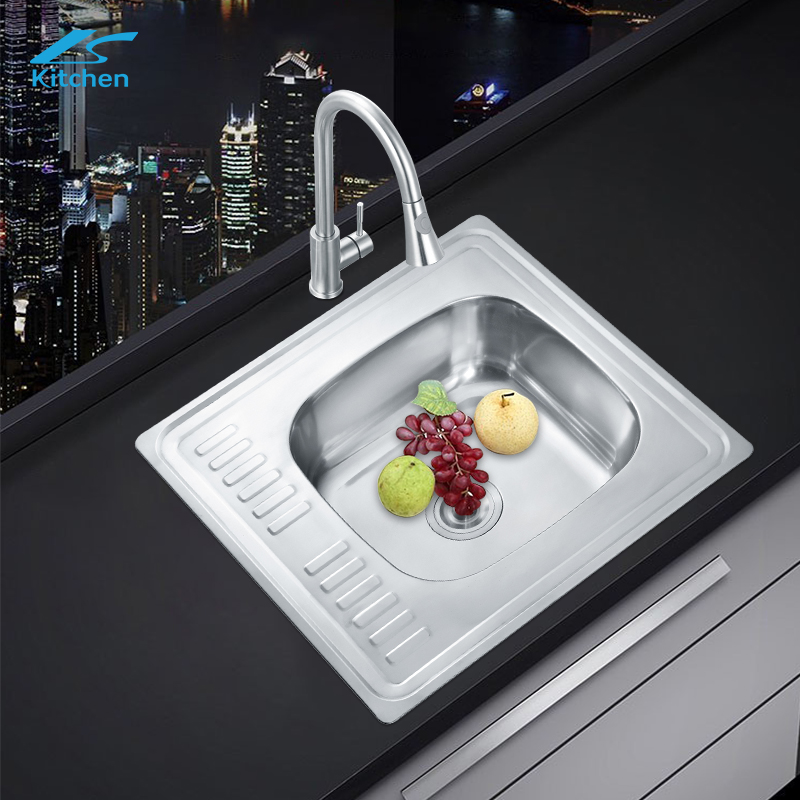 LS-6060 Stainless Steel Standard Size Kitchen Sink na may Drainboard