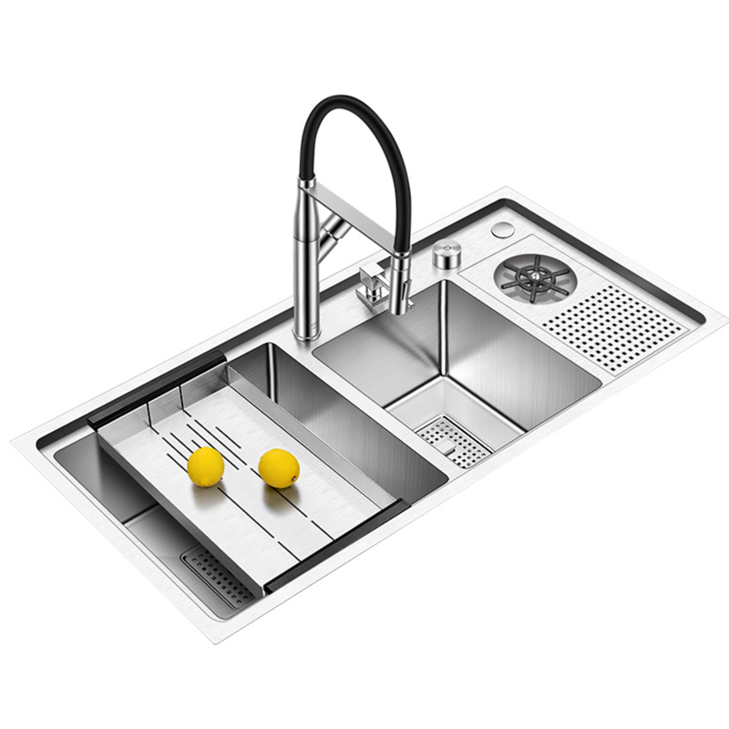 K Modern Farmhouse Stainless Steel 304 Sinks Washer Cup Kitch Black Granite Sink Handmade Cup Washer Kitchen Sink