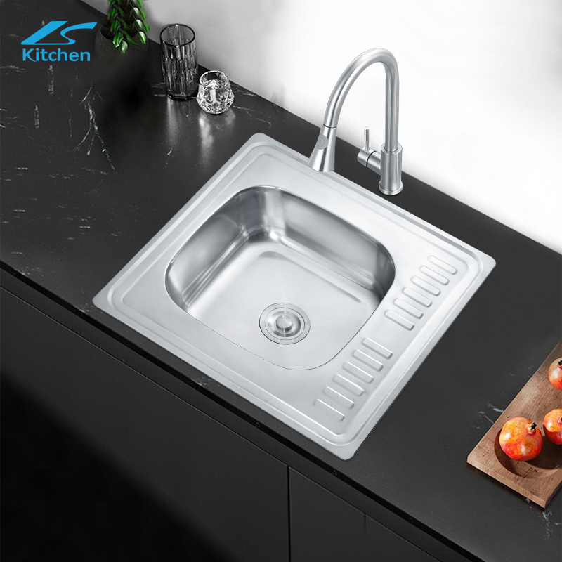 LS-6060 Stainless Steel Standard Size Kitchen Sink na may Drainboard