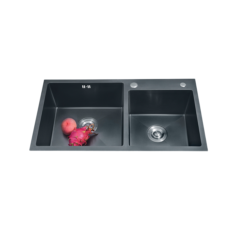 PVD Double Bowl Handmade Kitchen Sink Stainless Steel Black Sink 