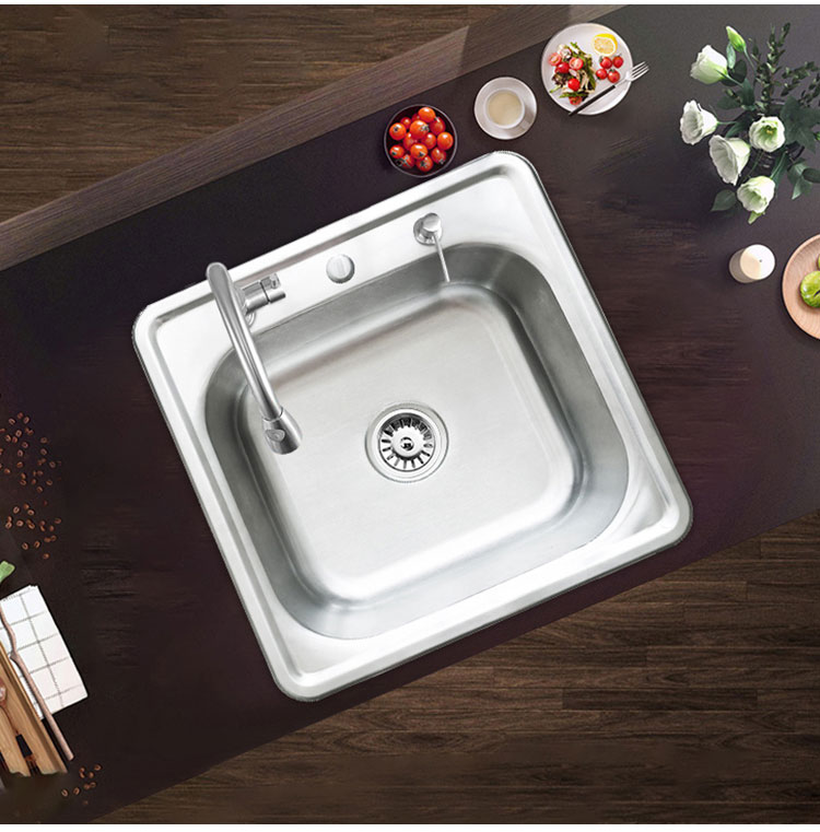 LS-4848F 201/304 Hindi kinakalawang na asero Single Kitchen Sink Brushed Sa Itaas ng Counter Sink Lababo ng Gulay