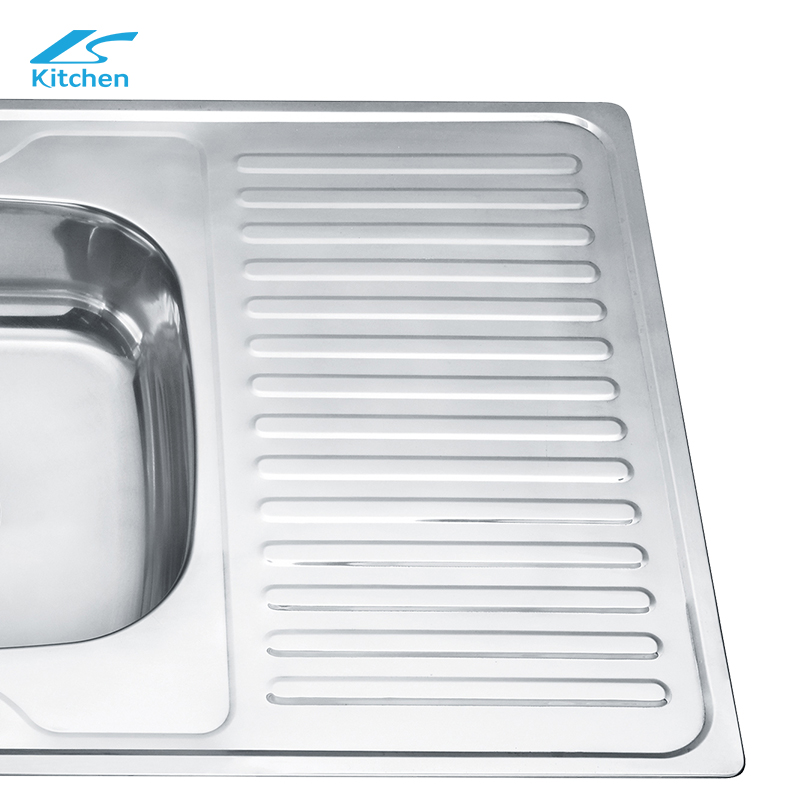 K-8344 i-customize ang kapal, detalye, kulay, logo ng package na double dish na disenyo na may drainboard sink