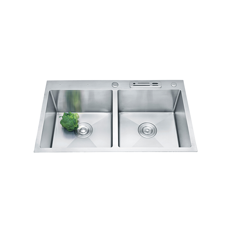 Fregadero SUS304 Deep Basin Nano Double Bowl Undermount Handmade Stainless Steel Black Kitchen Sink