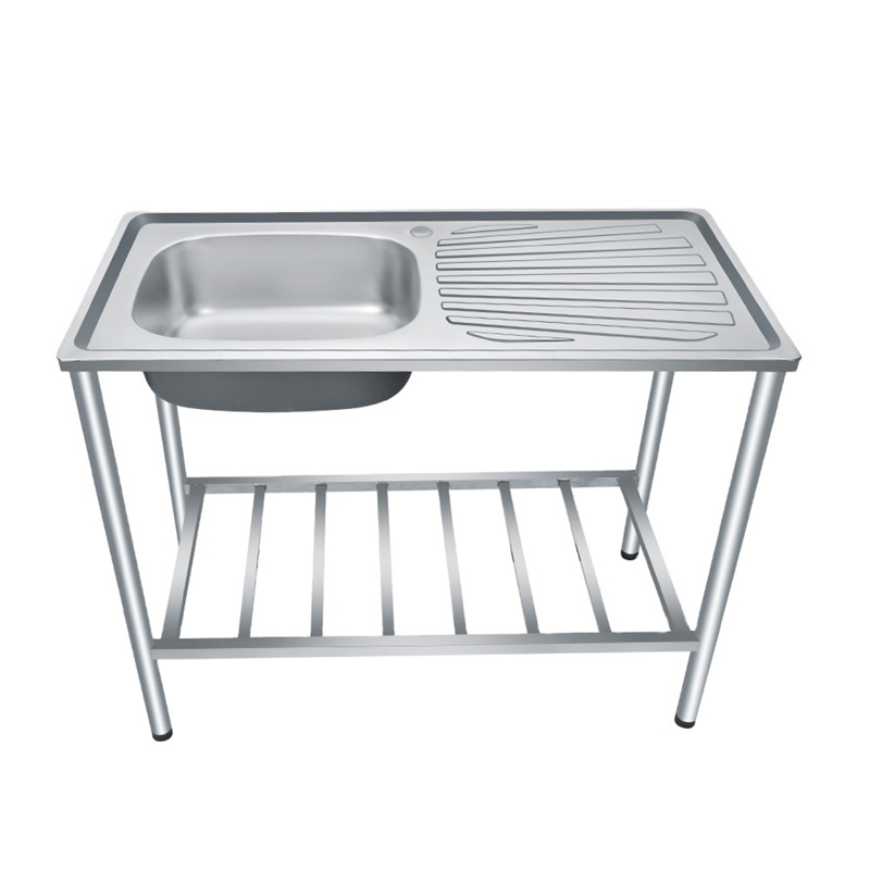 High Grade Material Freestanding Stainless Steel Single Bowl Water Sink Natatanging Drainboard Kitchen Cabinet Sink